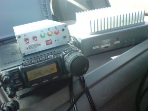 Transverter, FT857D and voice keyer inside the car